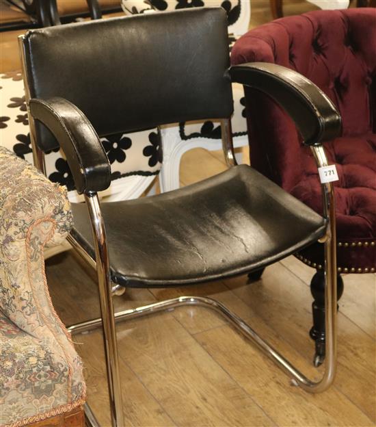 An Art Deco leather and chrome chair